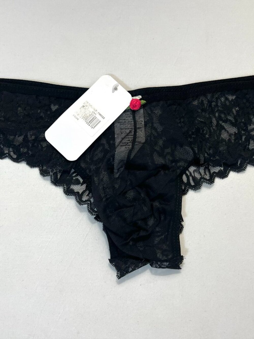 Secret Male Size L Polyamide Blend Sheer Lace Brazilin Cut Brief - Black